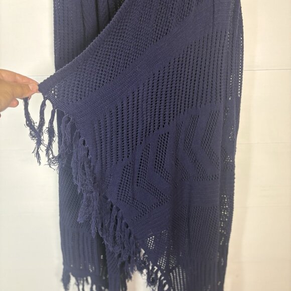 Lane Bryant Blue Sleeveless Knit Fringe Hem Waterfall Sweater Vest 22/24 Boho‎ - Picture 2 of 15